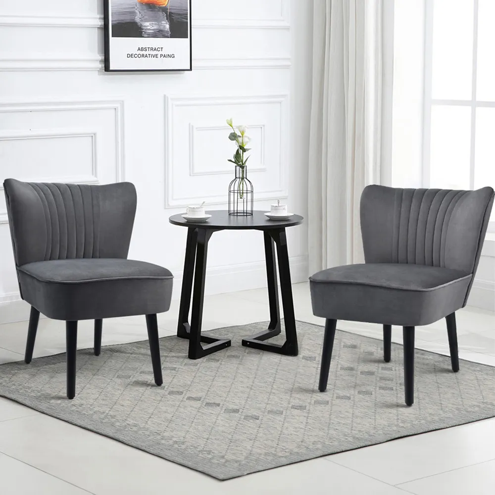 Accent Chair Set of 2 - Grey, Velvet