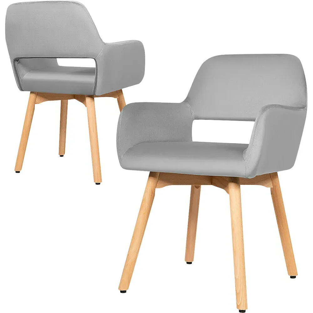 Accent Chair Set of 2 - Grey, Velvet