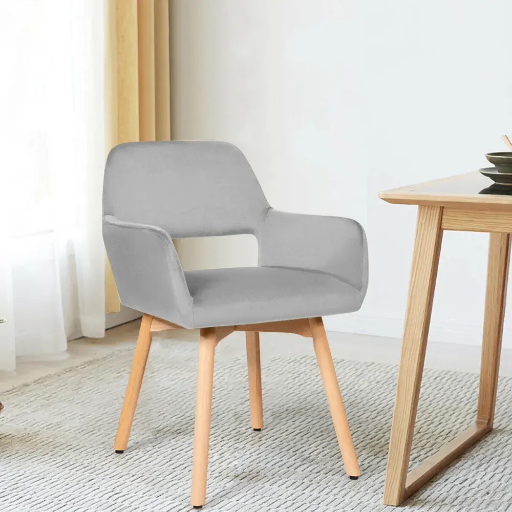 Accent Chair Set of 2 - Grey, Velvet