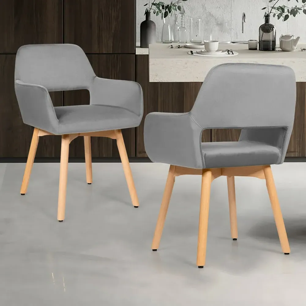 Accent Chair Set of 2 - Grey, Velvet image