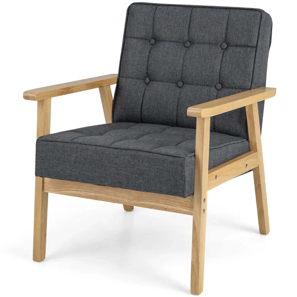 Accent Chair with Armrests - Grey, Polyester
