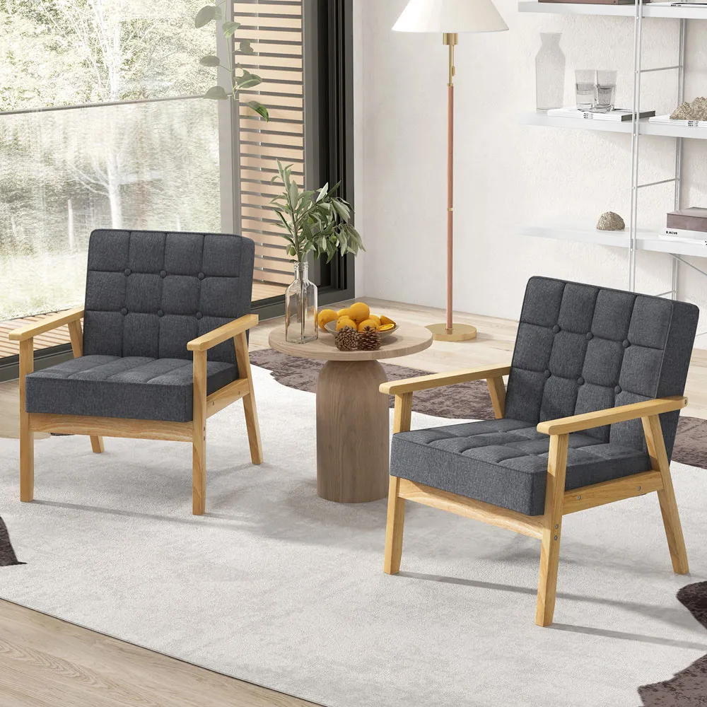 Accent Chair with Armrests - Grey, Polyester