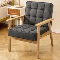 Accent Chair with Armrests - Grey, Polyester