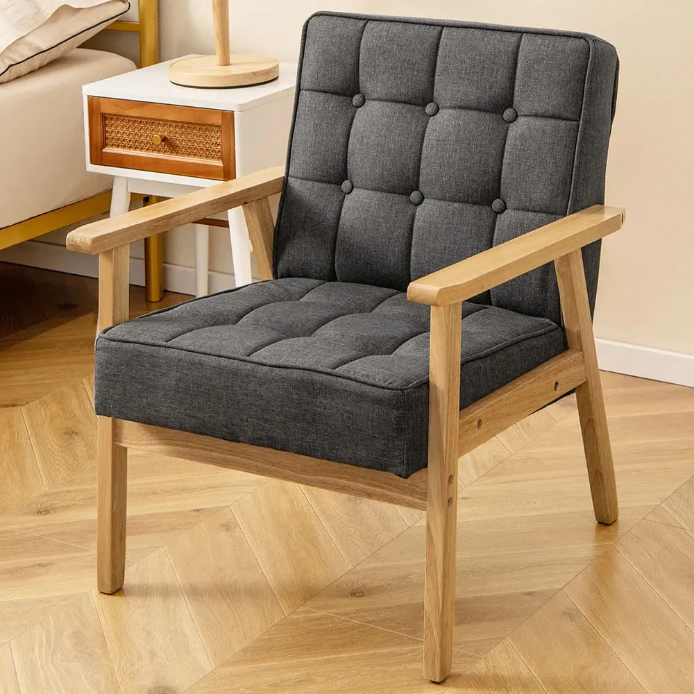 Accent Chair with Armrests - Grey, Polyester