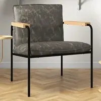 Accent Chair with Armrests - Grey, PU Leather