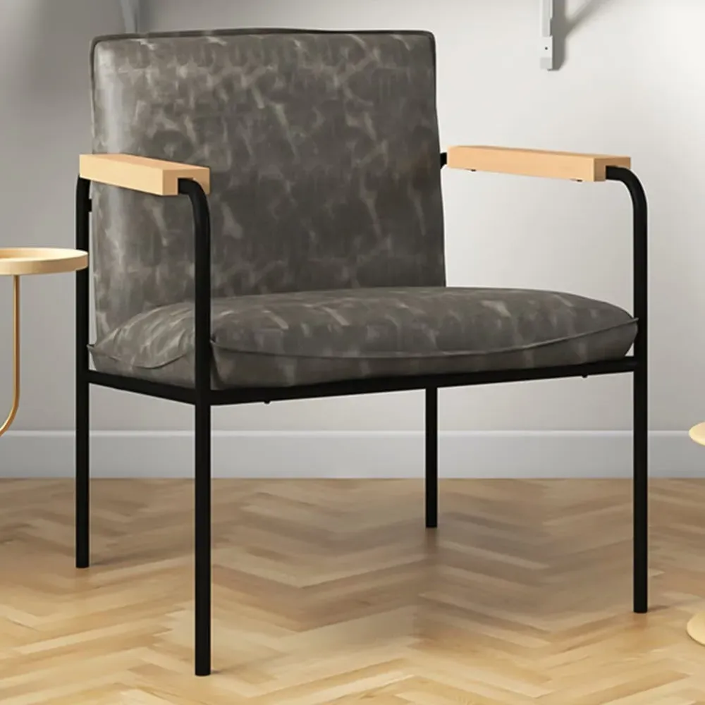 Accent Chair with Armrests - Grey, PU Leather image