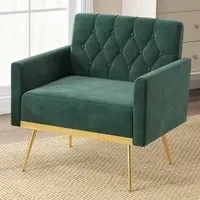 Accent Chair with Button Tufting - Dark Green, Velvet