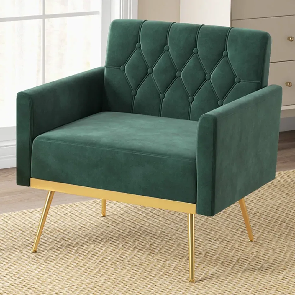 Accent Chair with Button Tufting - Dark Green, Velvet image