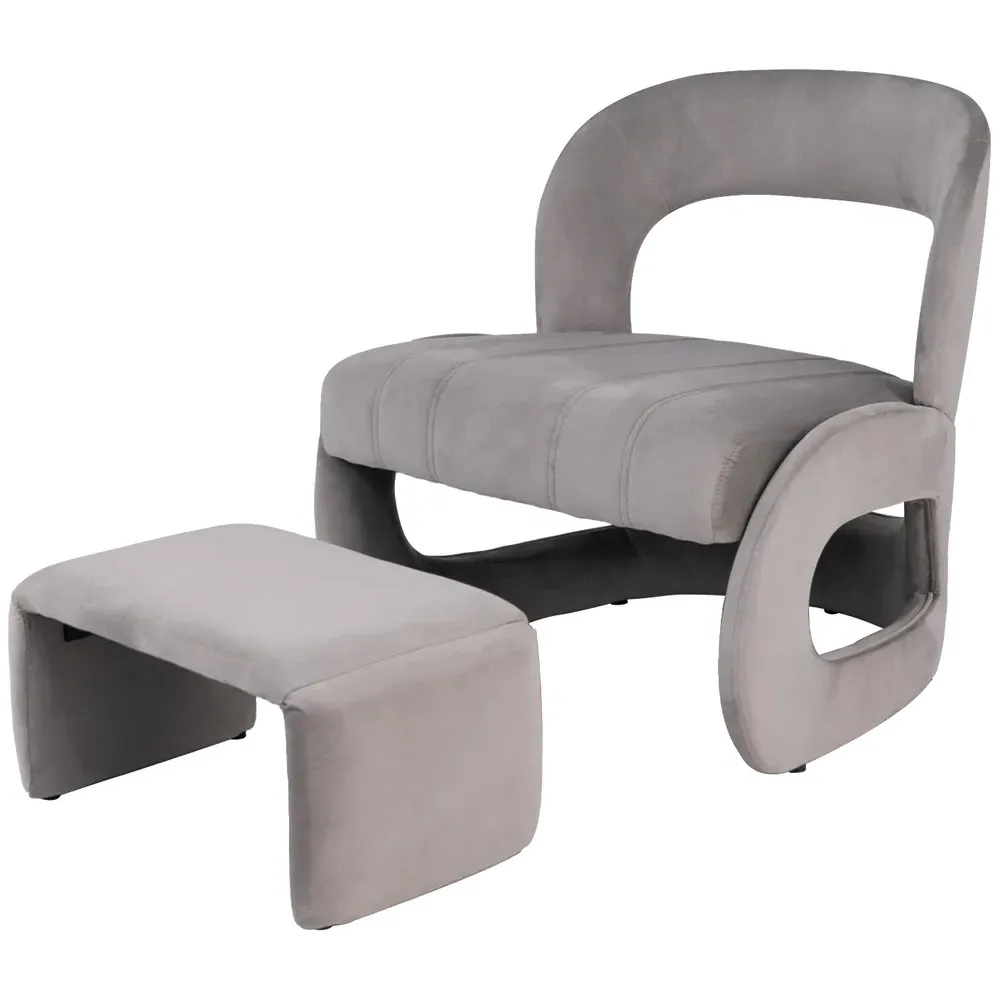 Accent Chair with Ottoman - Grey