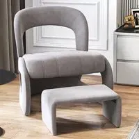 Accent Chair with Ottoman - Grey