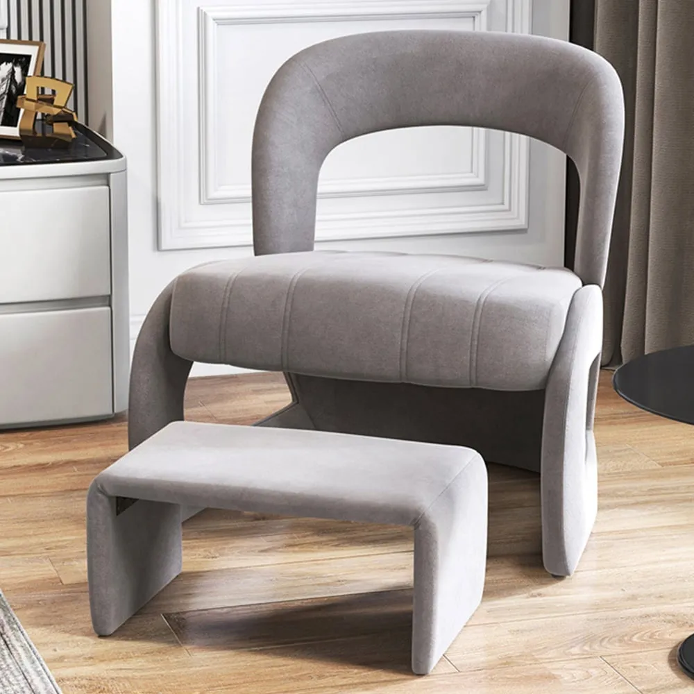 Accent Chair with Ottoman - Grey