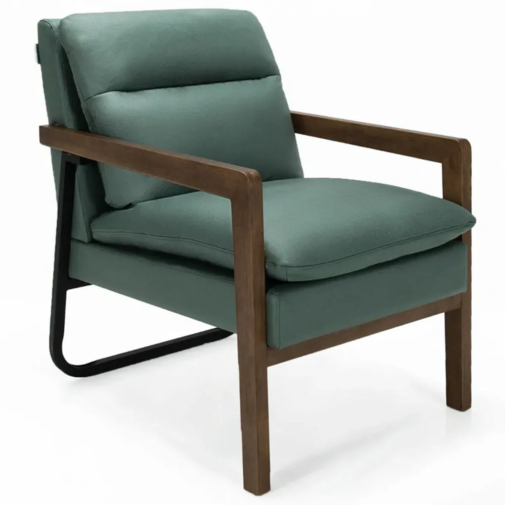 Accent Chair with Reclining - Green, Leather