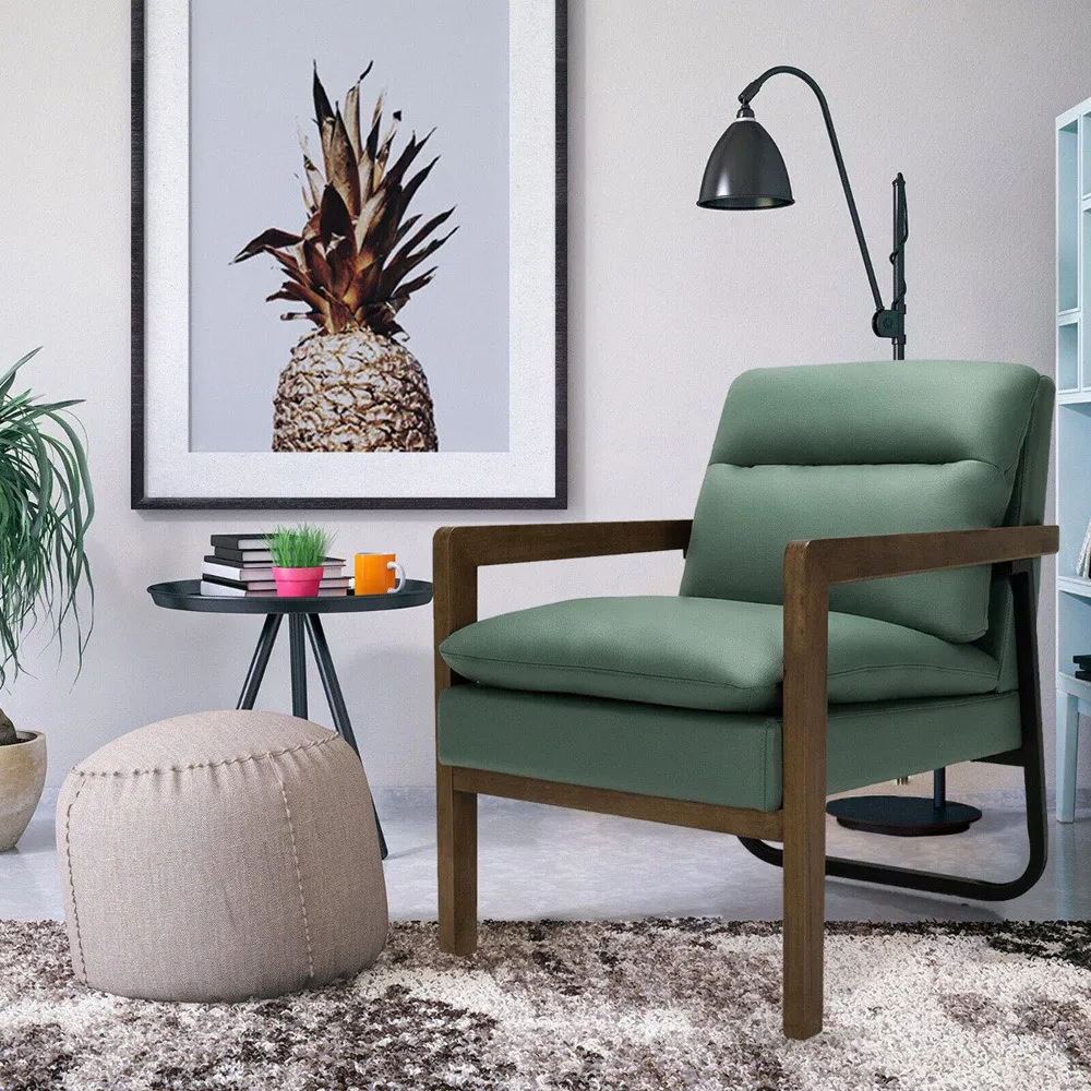 Accent Chair with Reclining - Green, Leather