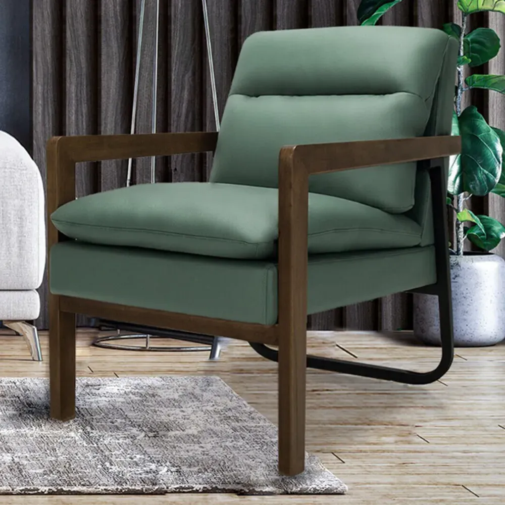 Accent Chair with Reclining - Green, Leather image
