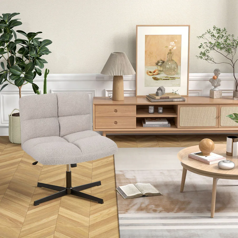 Adjustable Armless Office Chair - Grey, Fleece