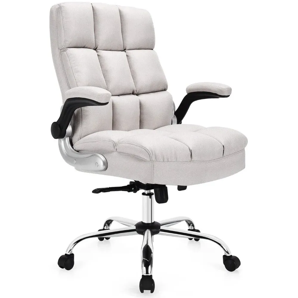 Adjustable Ergonomic Office Chair - Beige, Linen