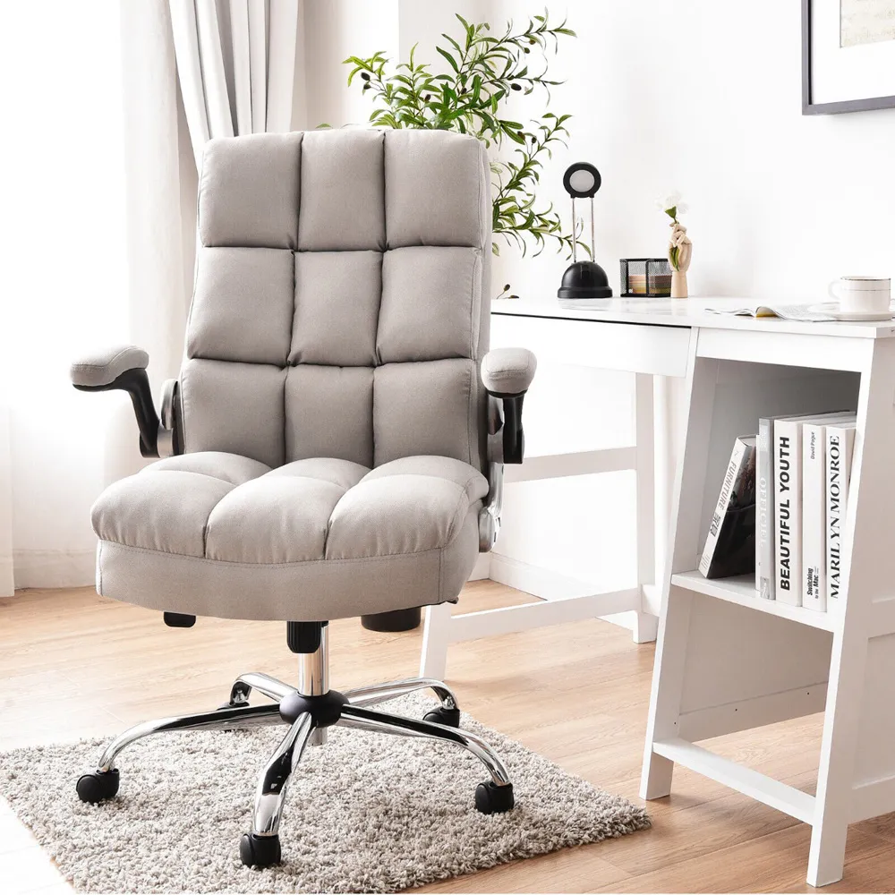 Adjustable Ergonomic Office Chair - Beige, Linen