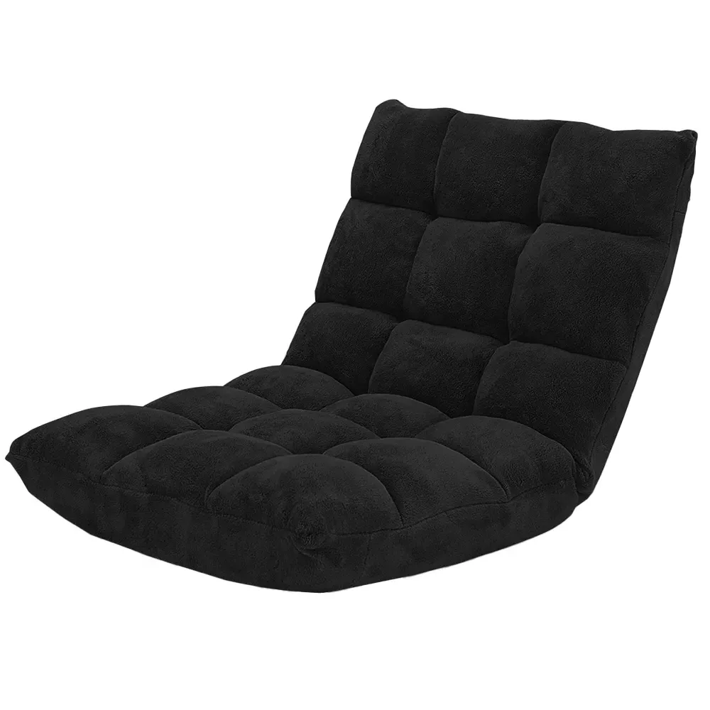 Adjustable Floor Chair with 14 Positions - Black, Coral Velvet