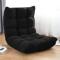 Adjustable Floor Chair with 14 Positions - Black, Coral Velvet