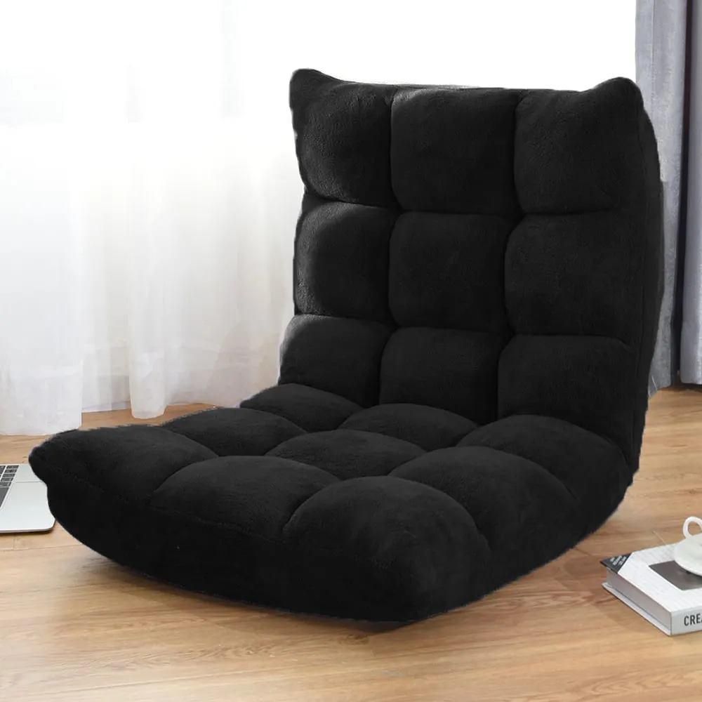 Adjustable Floor Chair with 14 Positions - Black, Coral Velvet image