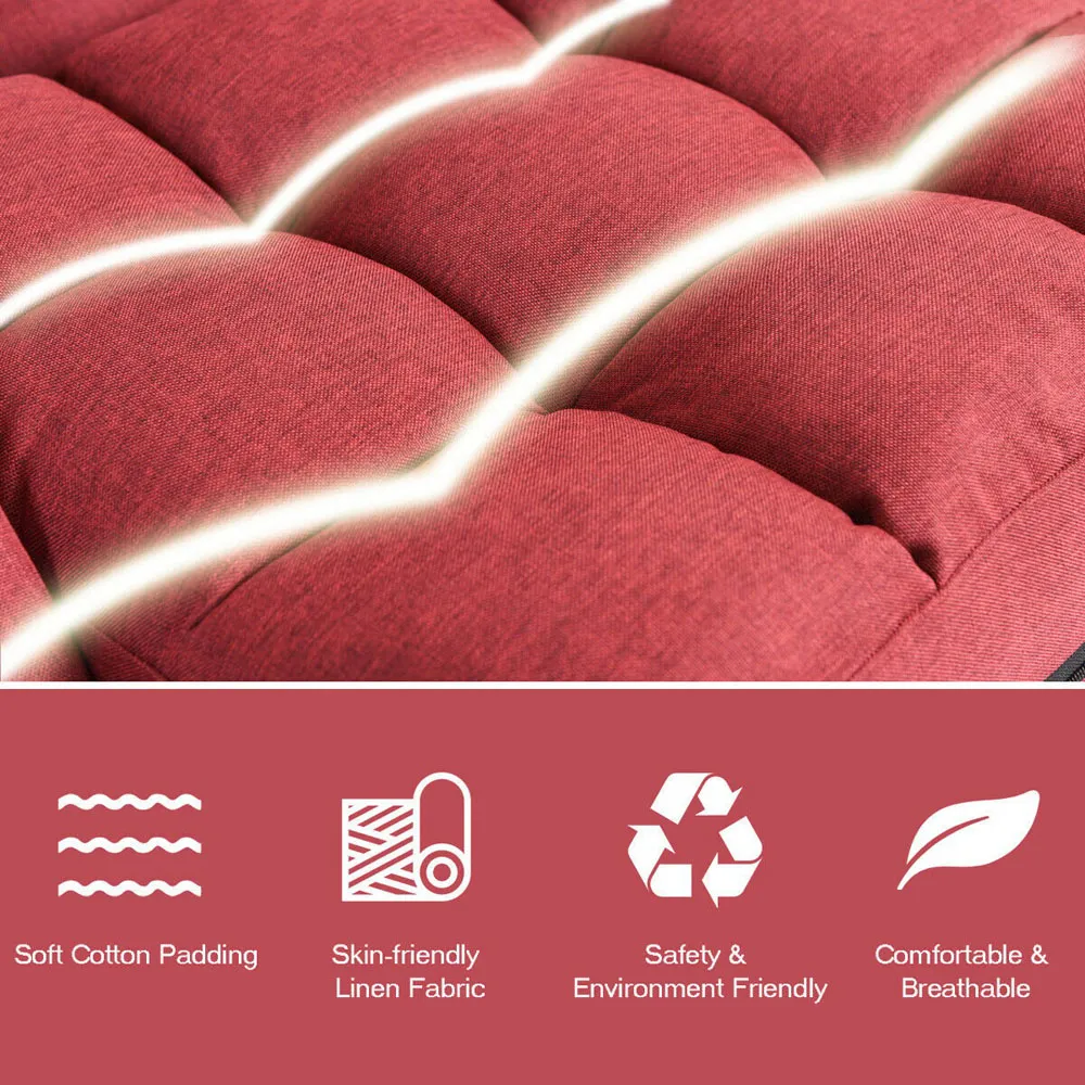 Adjustable Foldable Recliner Floor Chair with Pillow - Red