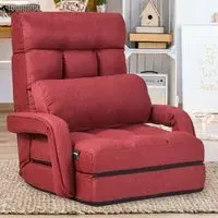 Adjustable Foldable Recliner Floor Chair with Pillow - Red