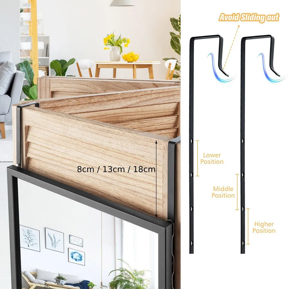 Adjustable Full Length Wall Mounted Mirror - Black