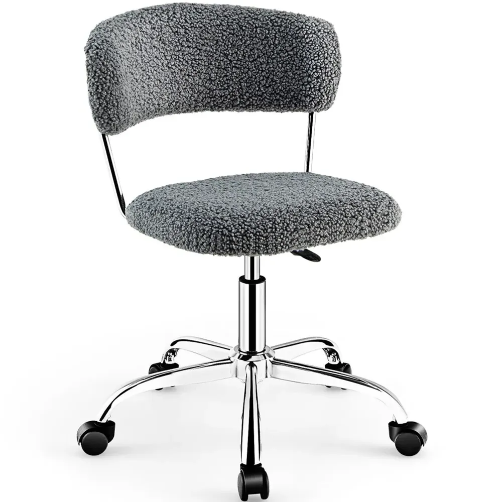 Adjustable Office Chair - Grey, Faux Fur