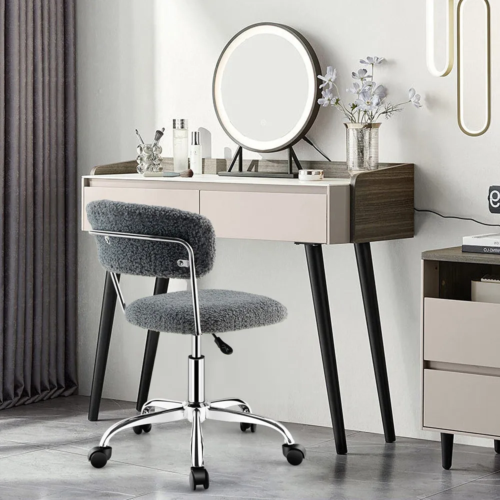 Adjustable Office Chair - Grey, Faux Fur