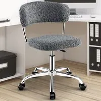 Adjustable Office Chair - Grey, Faux Fur