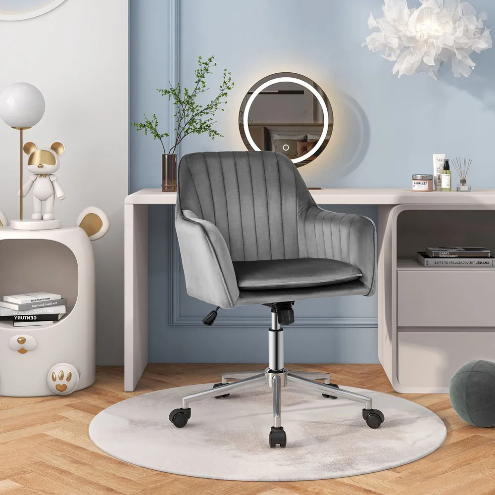 Adjustable Office Chair - Grey, Velvet