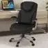 Adjustable Office Chair with Armrests - Black, Leather