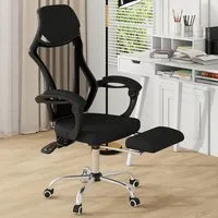 Adjustable Office Chair with Footrest - Black, Mesh