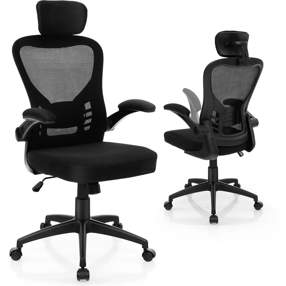 Adjustable Office Chair with Headrest - Black