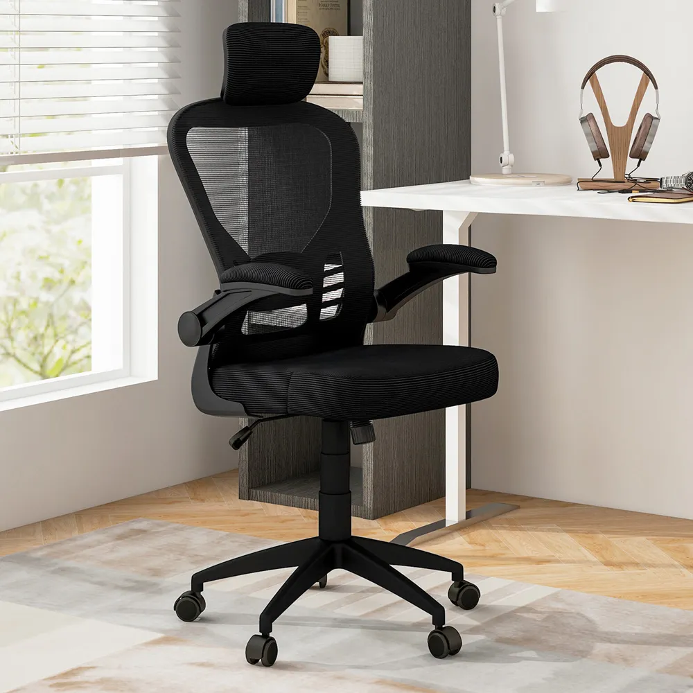 Adjustable Office Chair with Headrest - Black