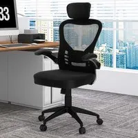 Adjustable Office Chair with Headrest - Black