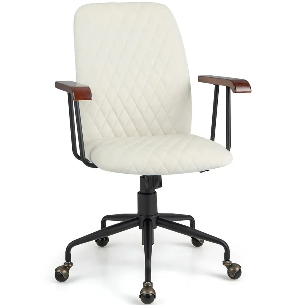 Adjustable Rocking Office Chair - Beige, Velvet