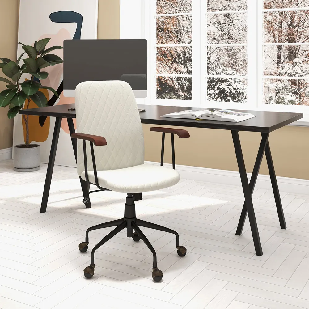 Adjustable Rocking Office Chair - Beige, Velvet