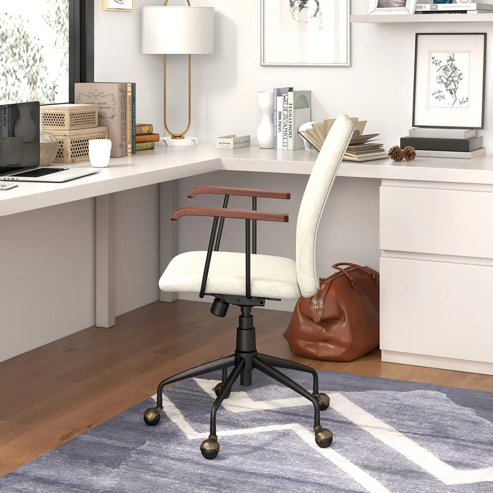 Adjustable Rocking Office Chair - Beige, Velvet