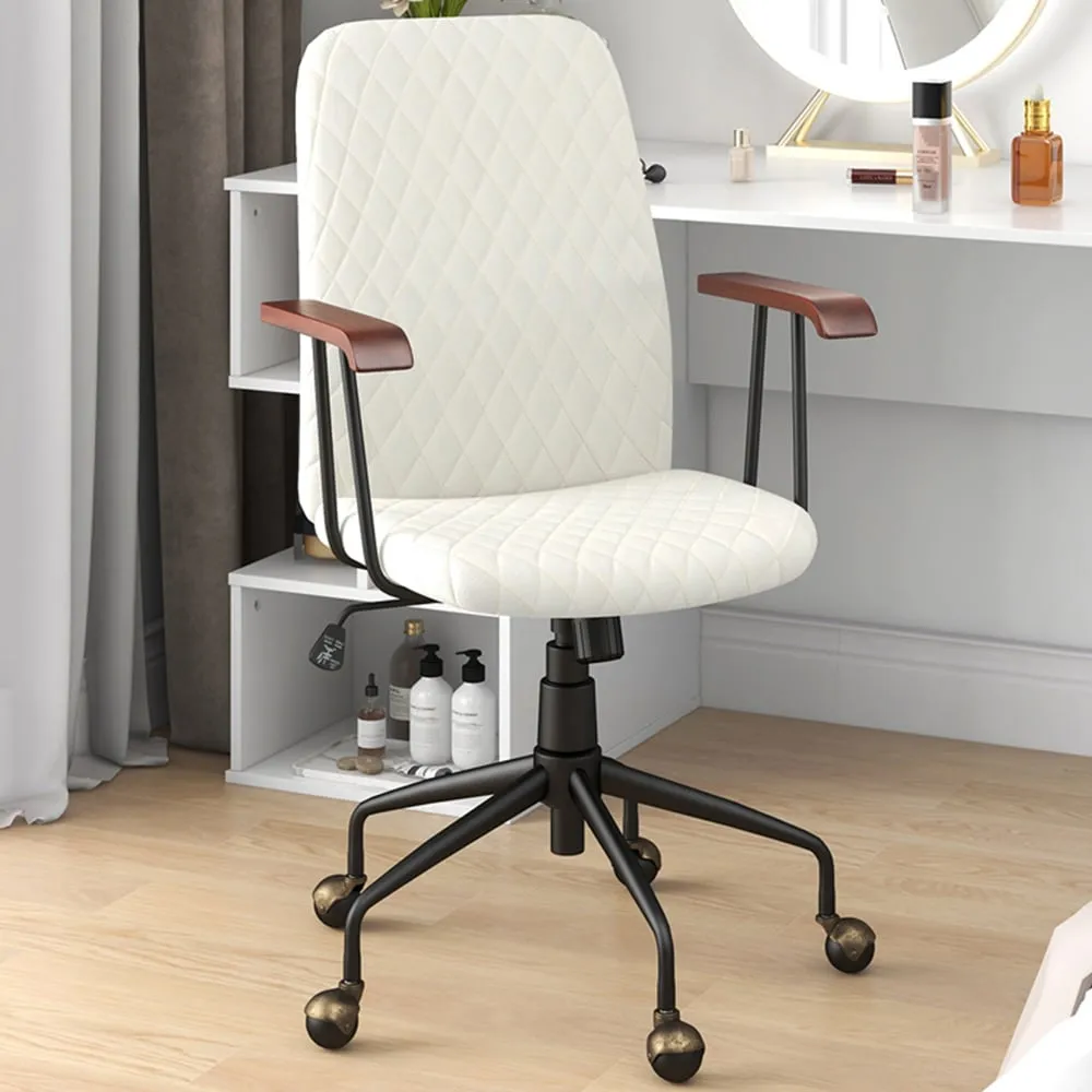 Adjustable Rocking Office Chair - Beige, Velvet image