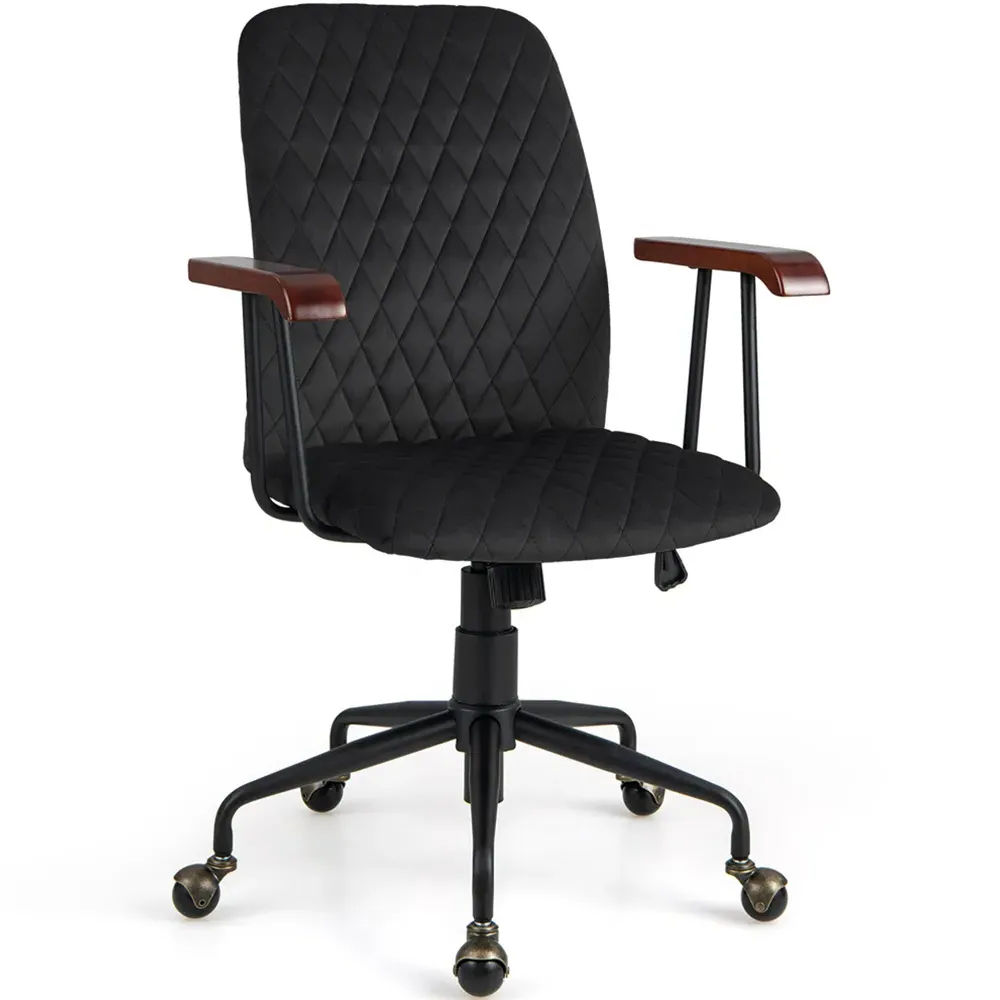Adjustable Rocking Office Chair - Black, Velvet