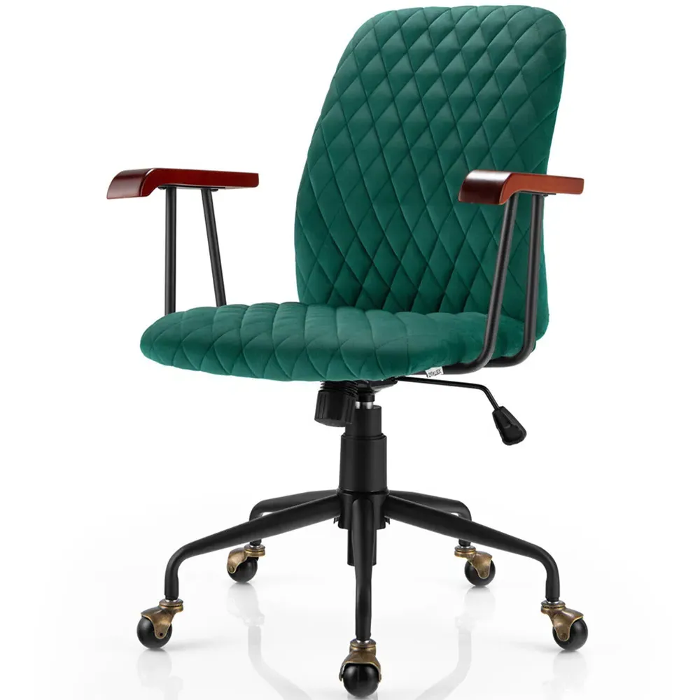 Adjustable Rocking Office Chair - Green, Velvet