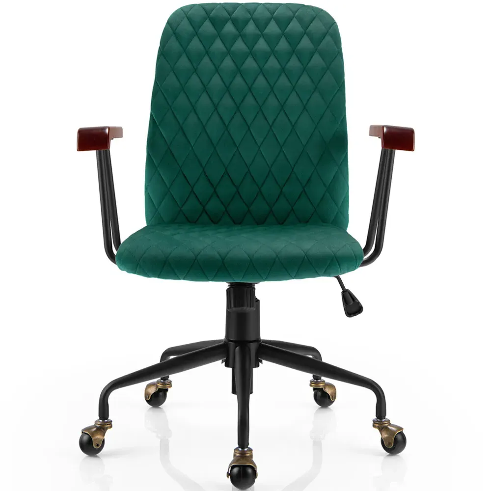 Adjustable Rocking Office Chair - Green, Velvet