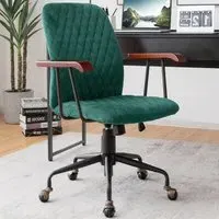 Adjustable Rocking Office Chair - Green, Velvet