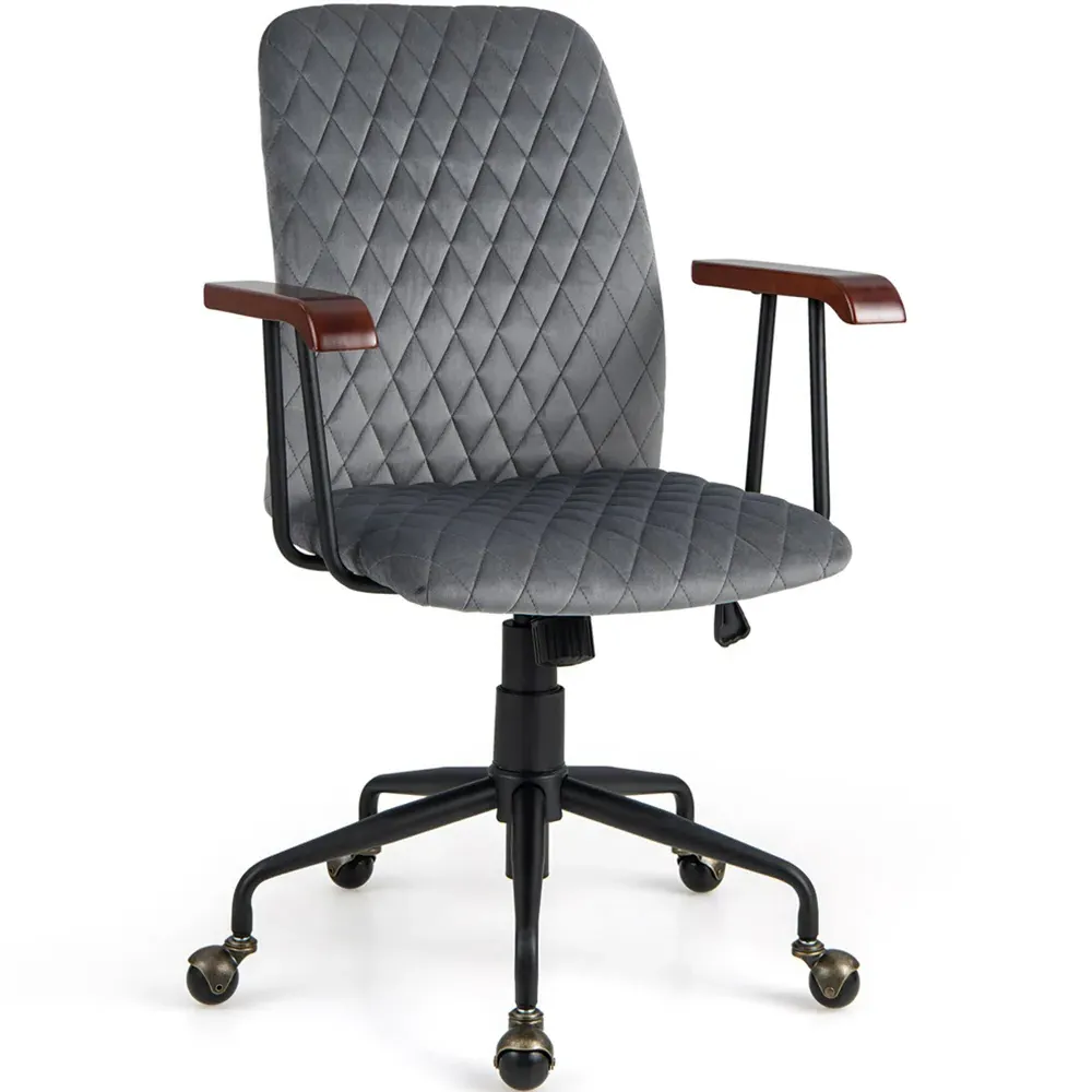 Adjustable Rocking Office Chair - Grey, Velvet