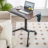 Adjustable Standing Desk with Tablet and Cup Holder - Brown