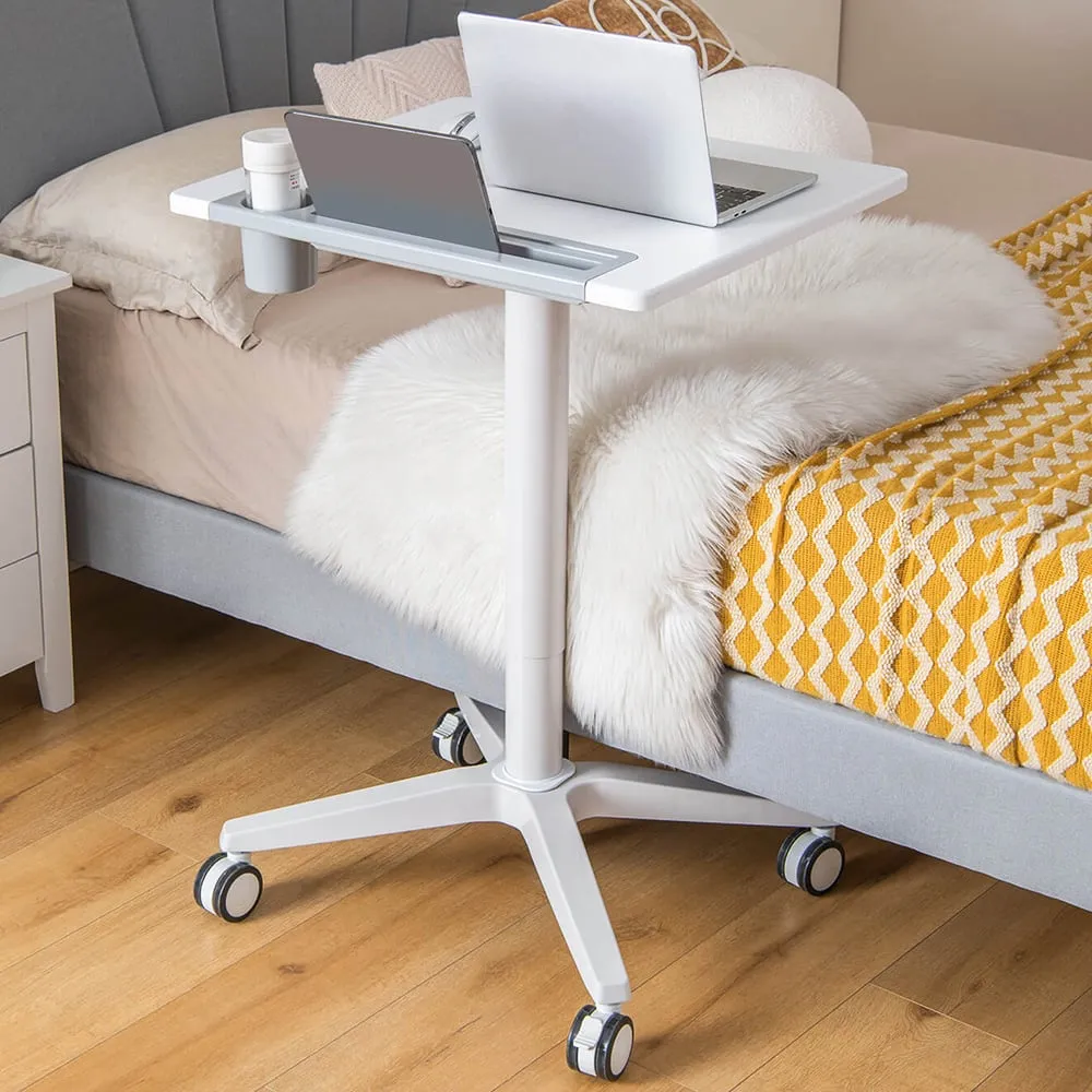 Adjustable Standing Desk with Tablet and Cup Holder - White