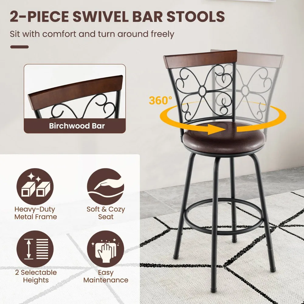 Adjustable Swivel Bar Stool Set of 2 - Multi