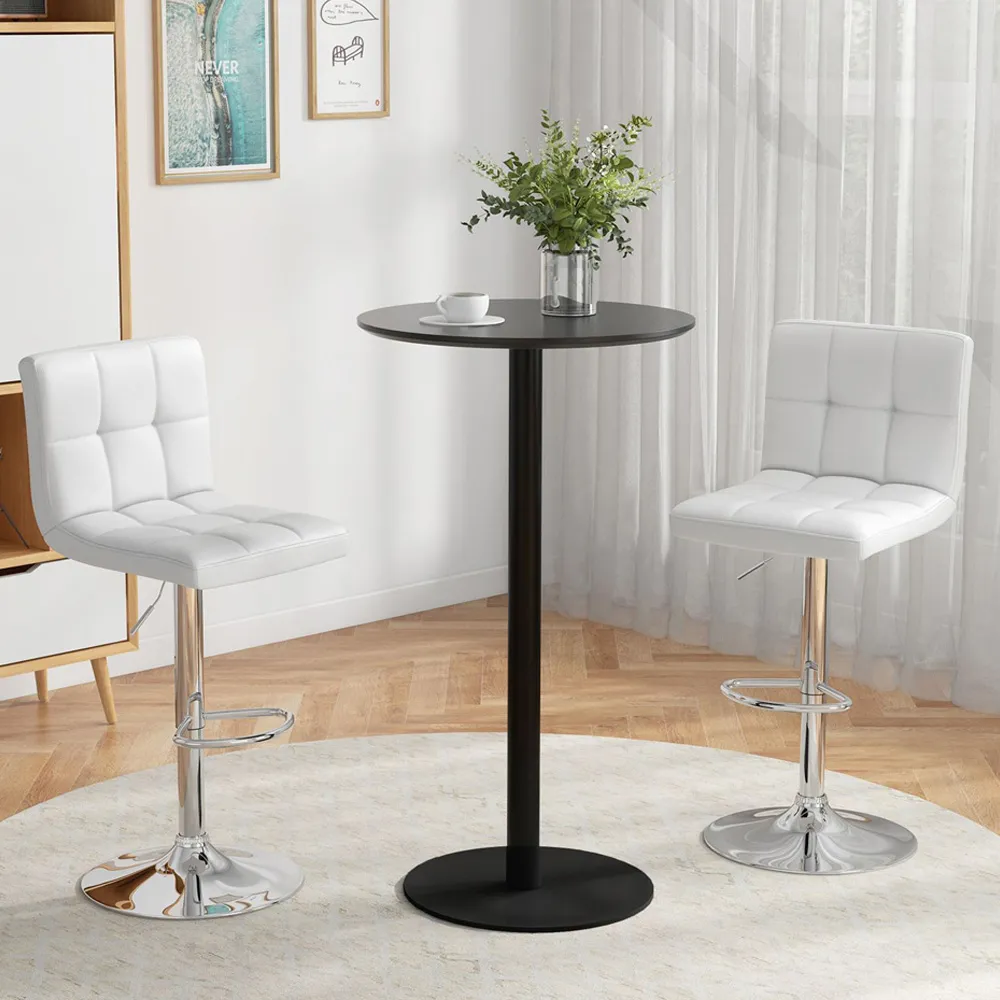 Adjustable Swivel Bar Stool Set of 2 - White, PU Leather image