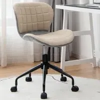 Adjustable Swivel Office Chair - Grey, PU Leather Linen